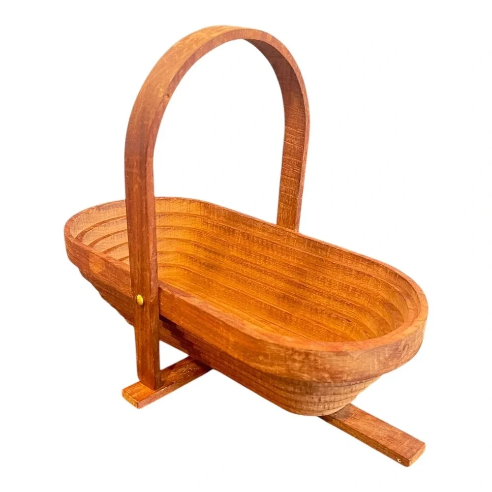 Collapsing Wooden Oval Puzzle Trivet Basket Storage Cecocr Kitchen Dining 12